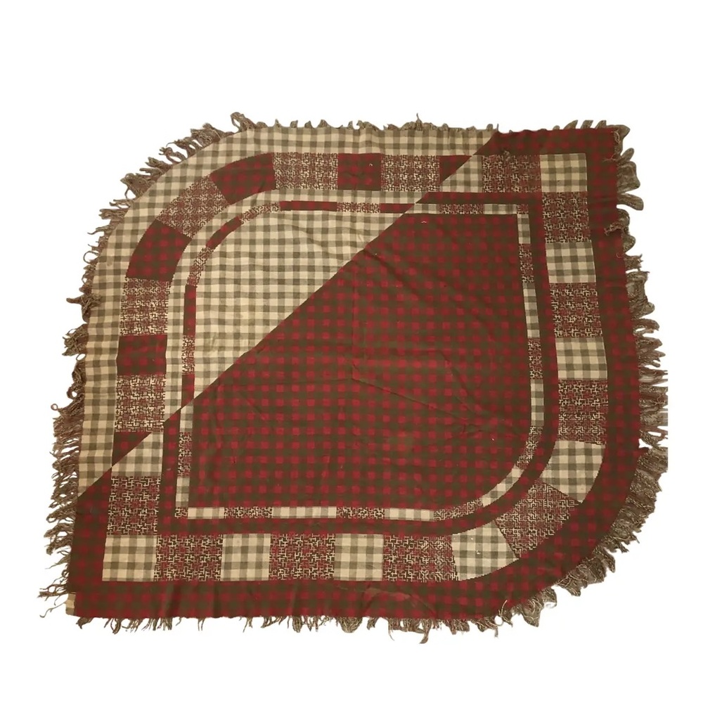 True Antique Scottish Wool Plaid Throw with Fringe